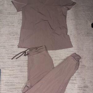 Women's Taupe Scrub Set